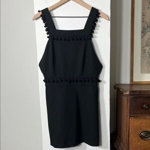 Zara Black Pom-Pom Trim Mini Dress